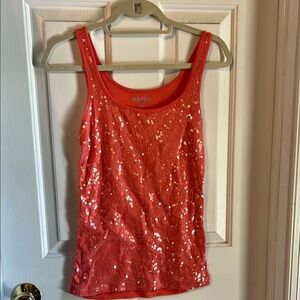 Old Navy Red and Gold Sequin Sleeveless Tank Top